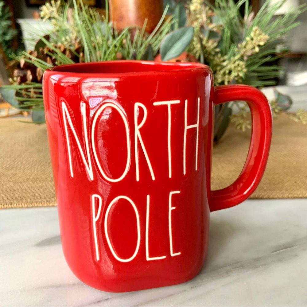 Rae Dunn•NWOT•“North Pole” Mug•Satin Red Mug with Rae’s White Tall Letters🎅🏼
